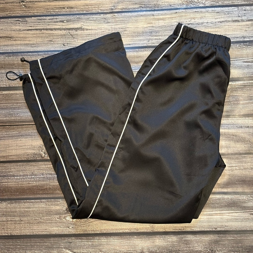 Black Track Pants with White Stripe
